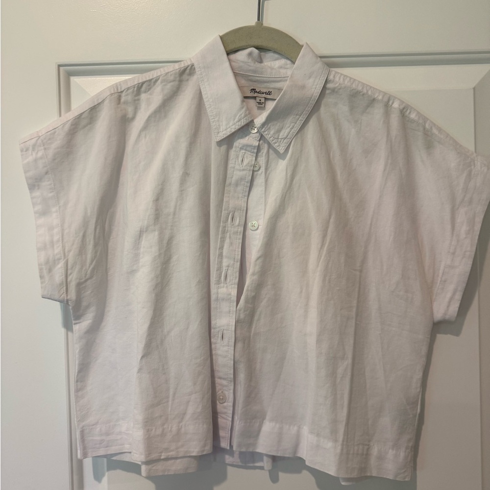 Madewell White Boxy Short-Sleeve Button-Up Shirt